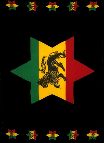 Rastafarian sarong with a lion in the center on a black background