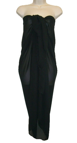Black SHEER Full Size Sarong By AllSarongs