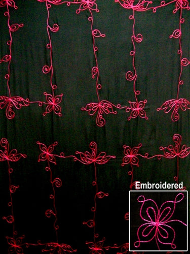 Embroidered Black Sarong with Pink By AllSarongs