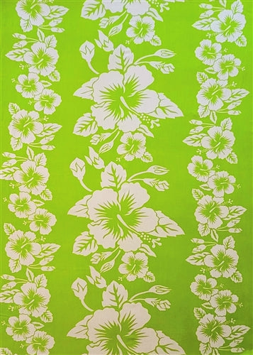 Green Sarong With White Hibiscus Patterns By AllSarongs