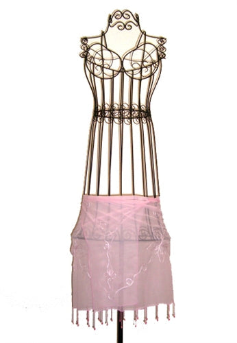 Pink SHEER Sarong Half-Size Mini With Beads and Ties By AllSarongs