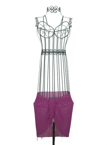 Purple SHEER Sarong Half-Size Mini With Beads By AllSarongs