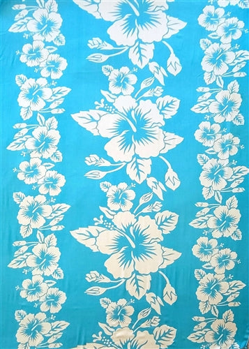 Turquoise Sarong With White Hibiscus Patterns By AllSarongs