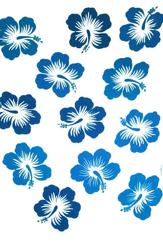 Twelve Hibiscus White Sarong with Blue Flowers By AllSarongs