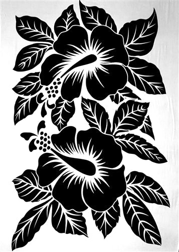 Two Black Hibiscus Flowers Sarong By AllSarongs