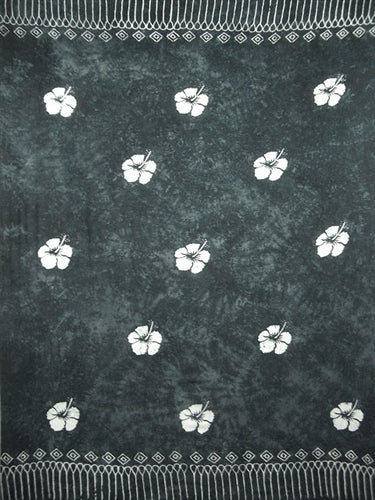 Batik Black Sarong With Hibiscus By AllSarongs