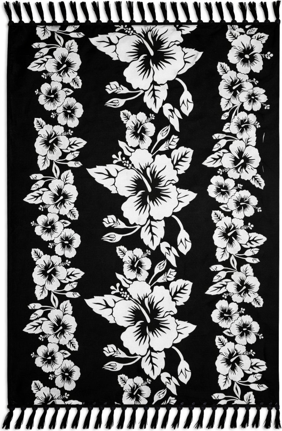 Black sarong with white floral patterns