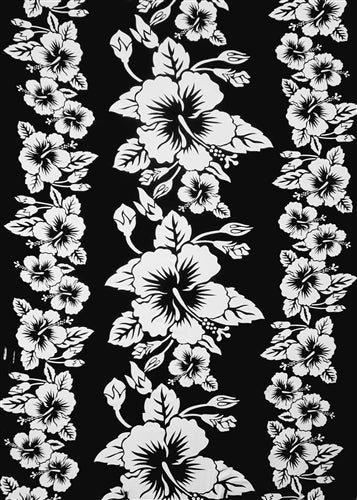 Black Sarong With White Hibiscus Patterns By AllSarongs