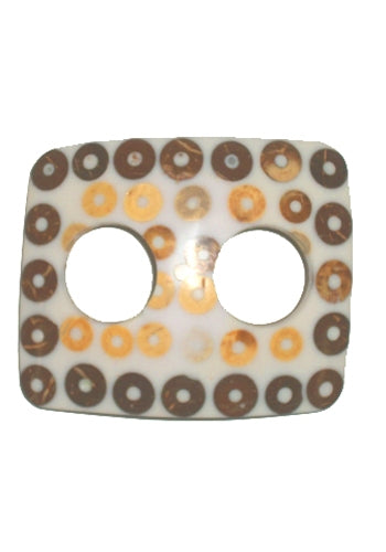 Buckle Shaped WHITE Coconut Tie With Decorative Circles By AllSarongs