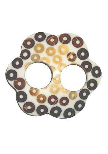 Flower Shaped WHITE Coconut Tie With Decorative Circles By AllSarongs