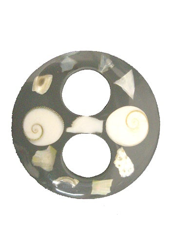 Gray Circle Shaped Tie with Abalone Shell By AllSarongs