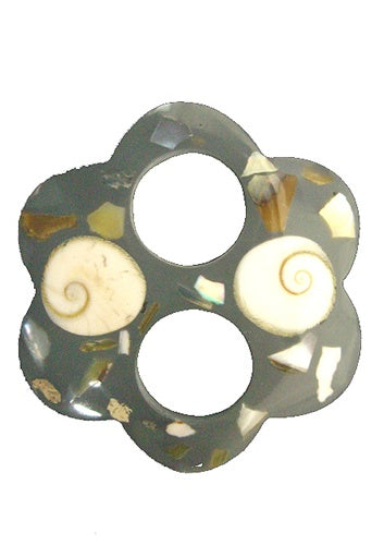 Gray Flower Shaped Tie with Abalone Shell By AllSarongs