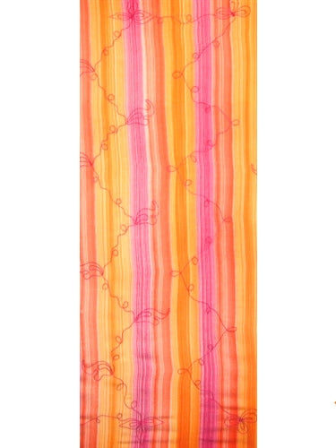 Half Size Striped Sarong In Pinks and Oranges with Embroidery By AllSarongs