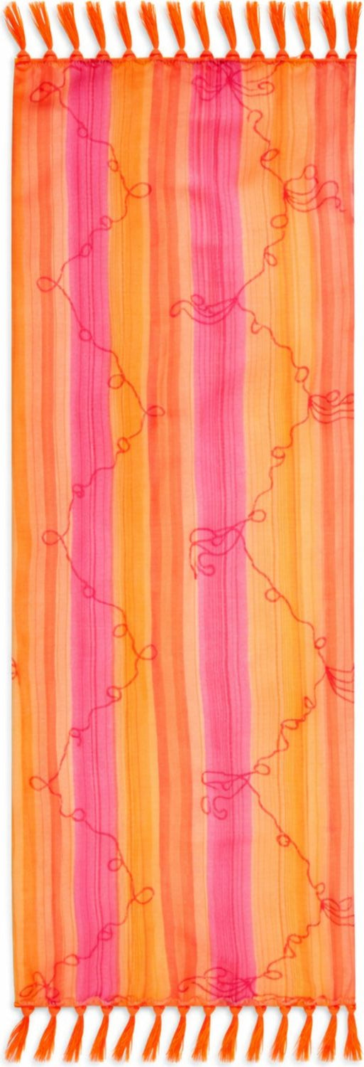Colorful half sarong with fringe.