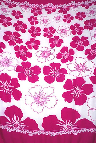 Multi-Hibiscus Magenta Sarong By AllSarongs