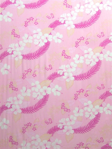 Pink Sarong with Hawaiian Print & Pink Leaves By AllSarongs