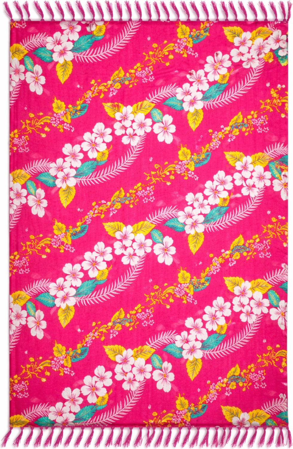 Floral patterned sarong with fringe