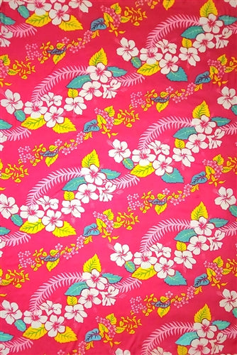 Pink Sarong with Hawaiian Print & Yellow Leaves By AllSarongs
