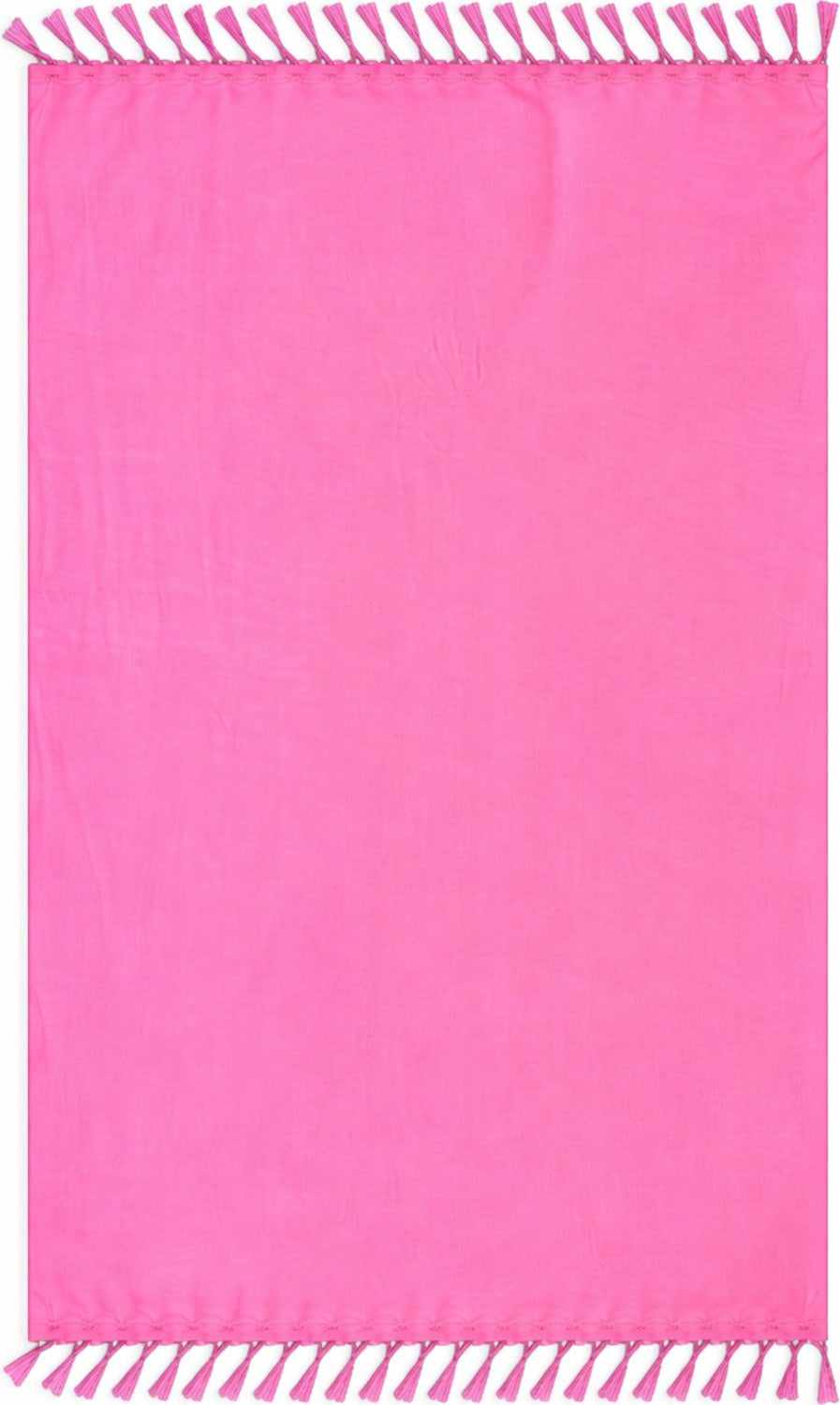 Pink sarong with white fringe on a pink background