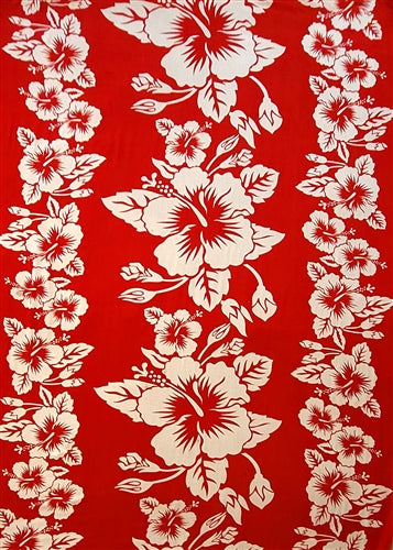 Red Sarong With White Hibiscus Patterns By AllSarongs