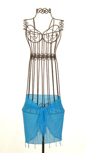 Turquoise SHEER Sarong Half-Size Mini With Beads By AllSarongs